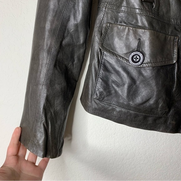 Vince womens brown 100% leather full zip Jacket M - Picture 9 of 10